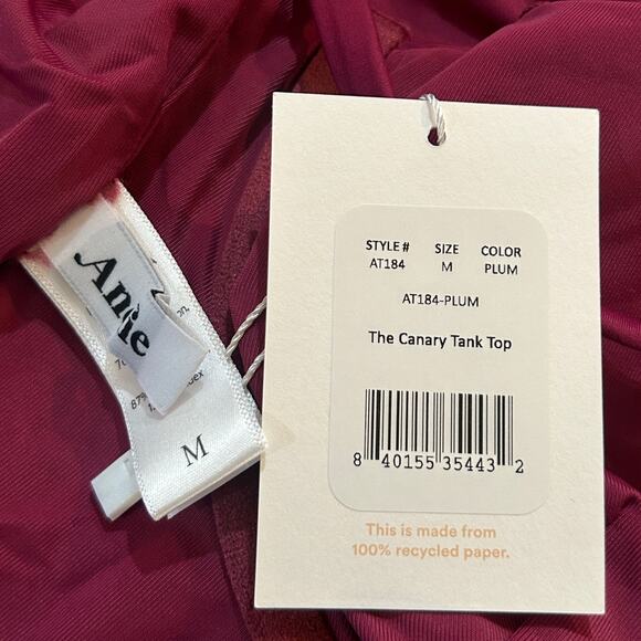 Andie The Canary Tank Top Medium Plum Purple Sweetheart Neck Adj Straps NWT - Picture 11 of 13